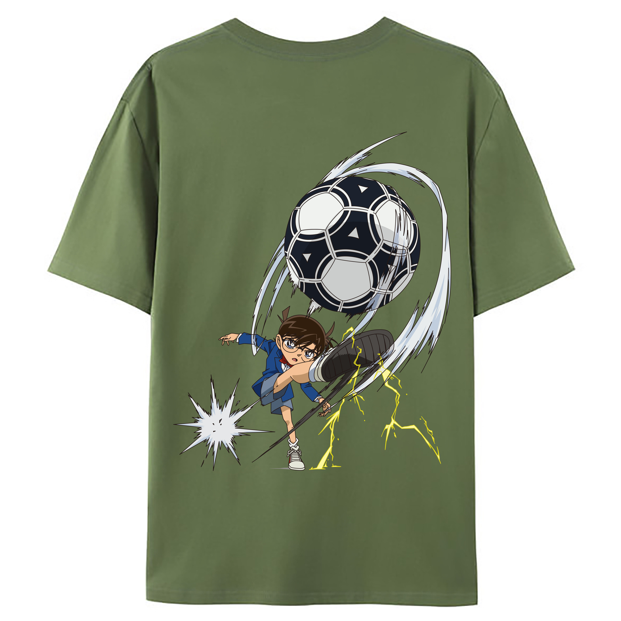 （画像用） 名探偵コナン 江戸川 コナン Detective Conan Conan Edogawa 綿100％ メンズ半袖Tシャツ（バックプリント） 通気性